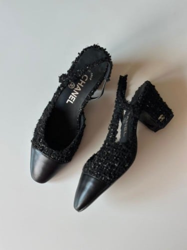 Chanel black closed-toe block heel sandal - E-SEVEN STORE