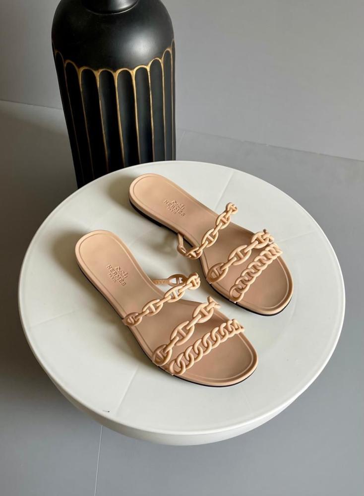 Hermes Rivage Women's Fashionable Beige Flip Flop Sandal E-SEVEN