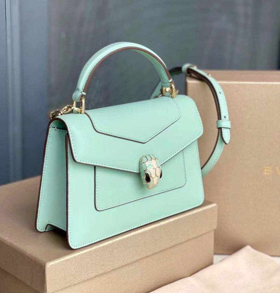 Bvlgari Serpenti Women's Shoulder Bag with Flap Style, Aqua