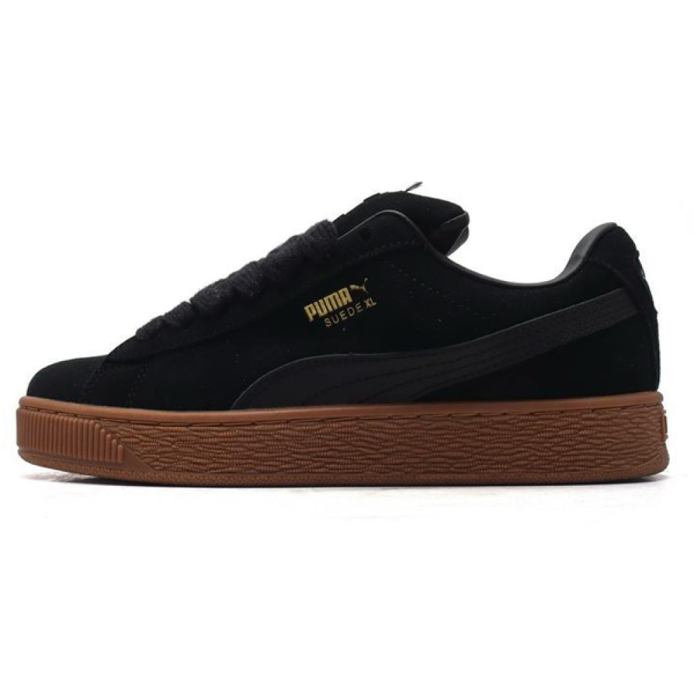 Puma Flat Suede XL Black Shoes with a Stylish Brown Sole