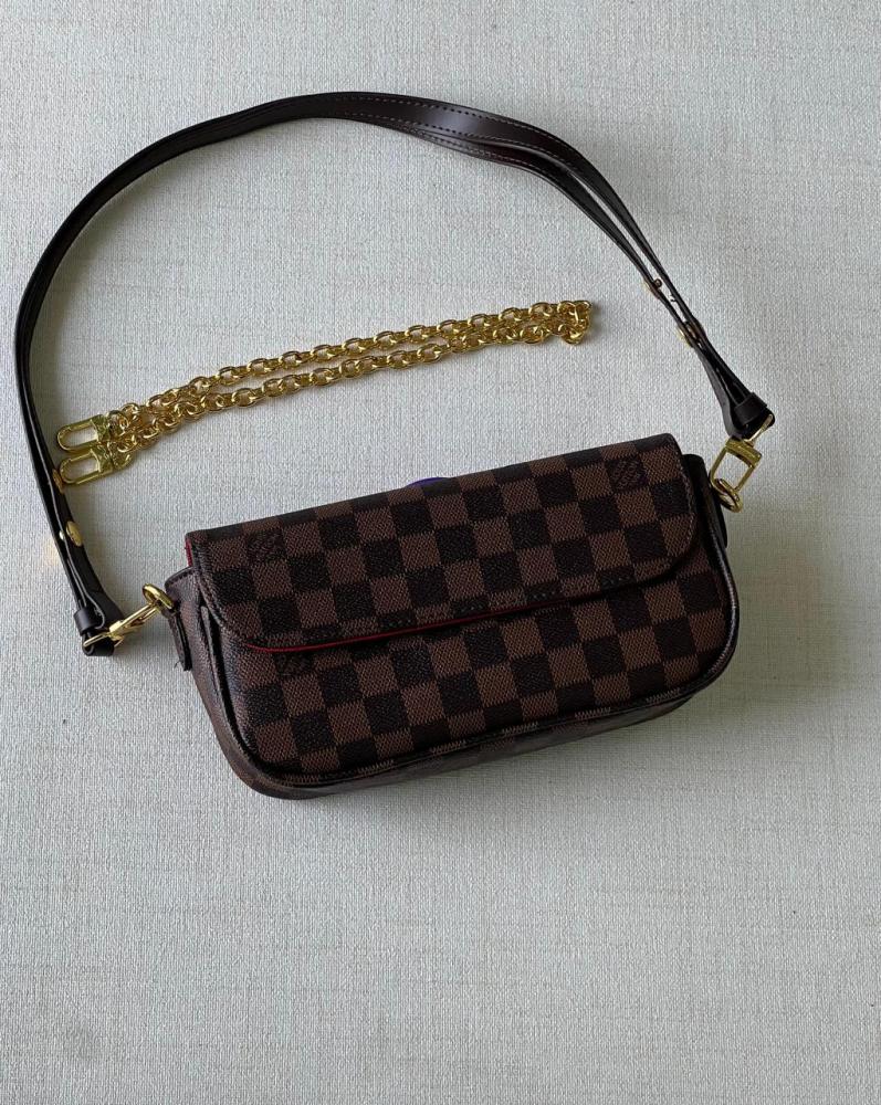 I_M様 Louis Vuitton Women's Medium Bag 23cm Brown and Black - E