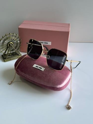 MIUMIU Miu Miu 51YS Square Sunglasses with Thin Rims, Black - E