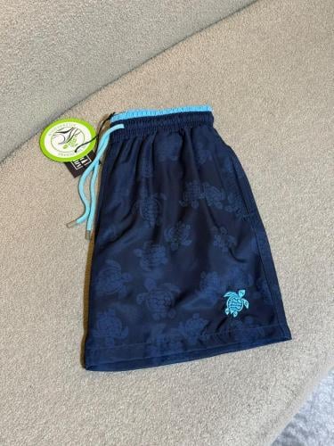 Navy Blue Leopard Printed Swim Shorts - E-SEVEN STORE