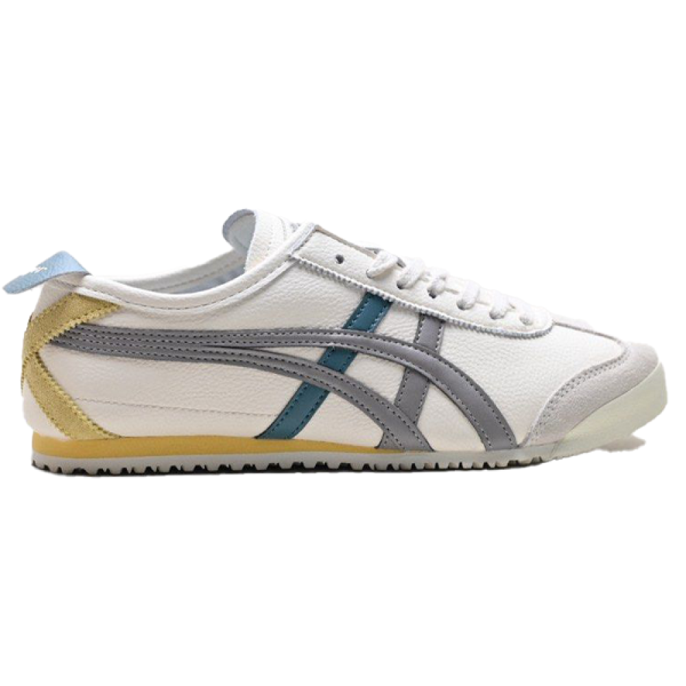 Onitsuka Tiger Mixco 66 White Shoes with Grey, Blue and Yellow Logo