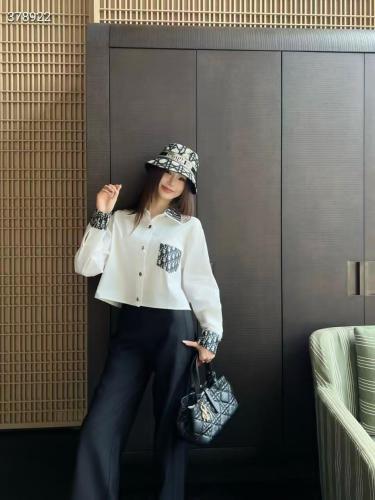 Dior Women's Winter Long Sleeve White Sweater with Black Logo