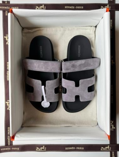 Hermes Women's Shaper Suede Sandal in Dark Grey - E-SEVEN STORE