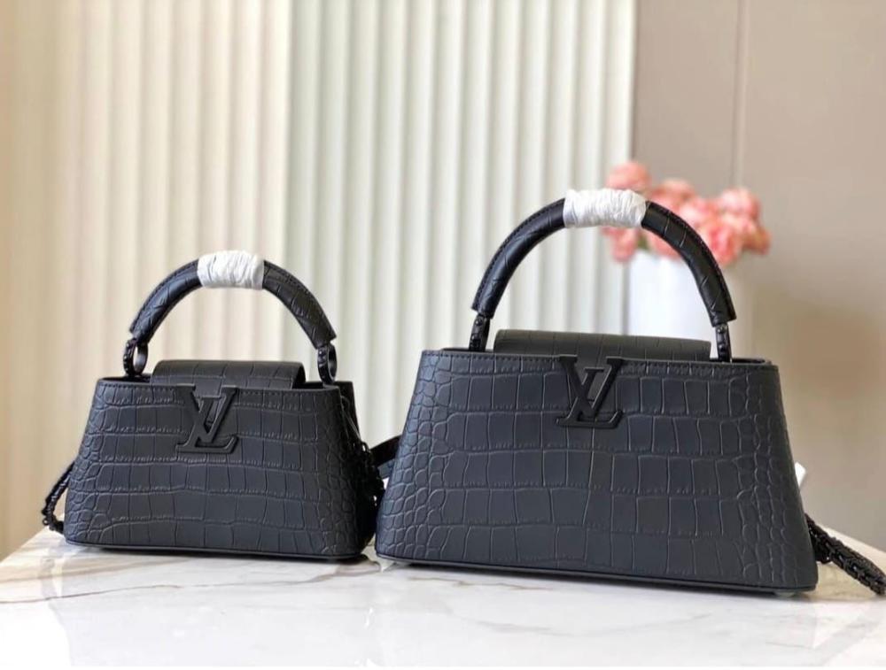 Louis Vuitton Capucines East West Black Leather Luxury Handbags