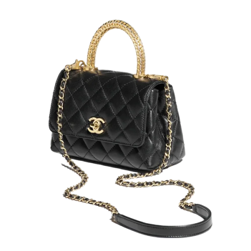 Chanel Mini Coco Top Handle Bag in White - E-SEVEN STORE