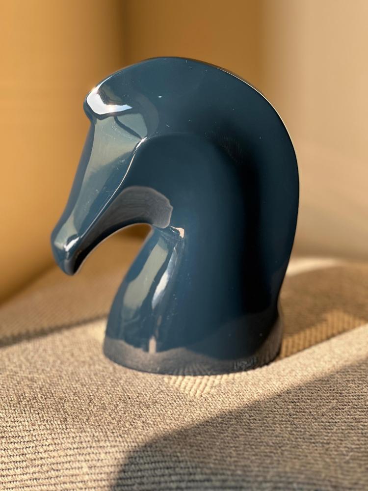 Hermes Horse Paperweight 16cm Blue Desk Decor - E-SEVEN STORE