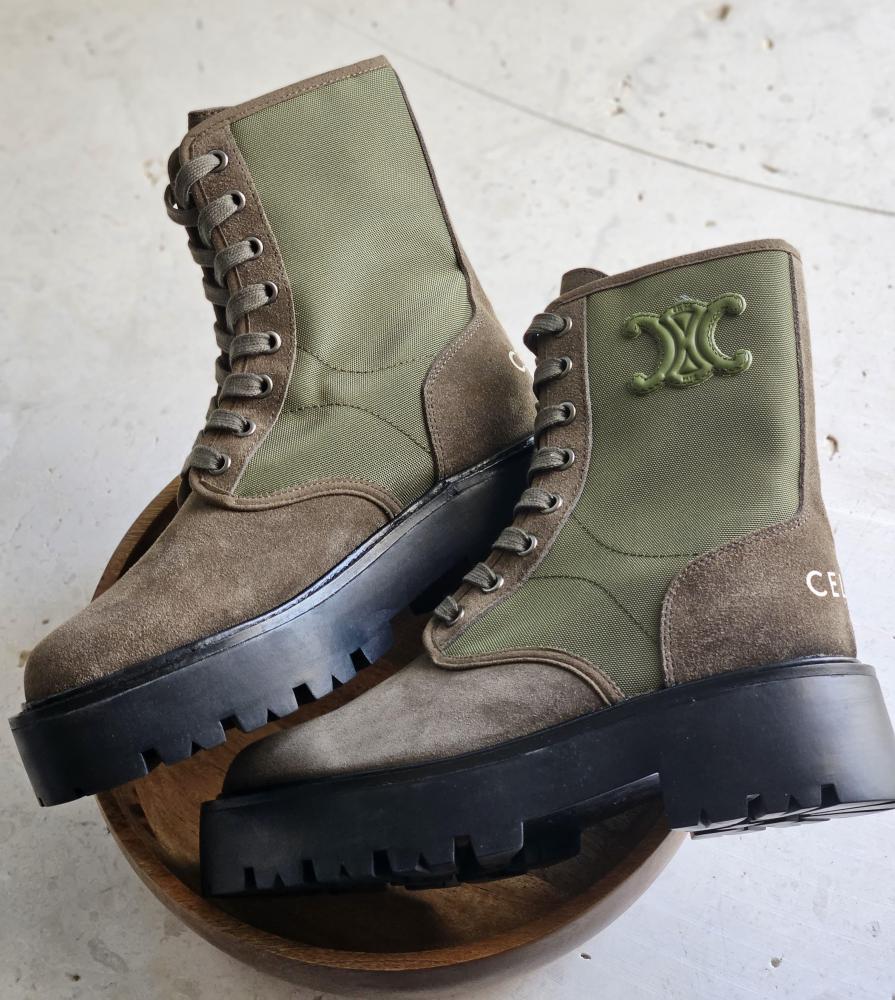 n。 Celine Women's Olive Green High-Top Winter Boot - E-SEVEN STORE