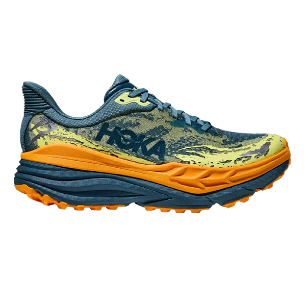 Hoka Stinson Shoes in Blue, Green, and Orange