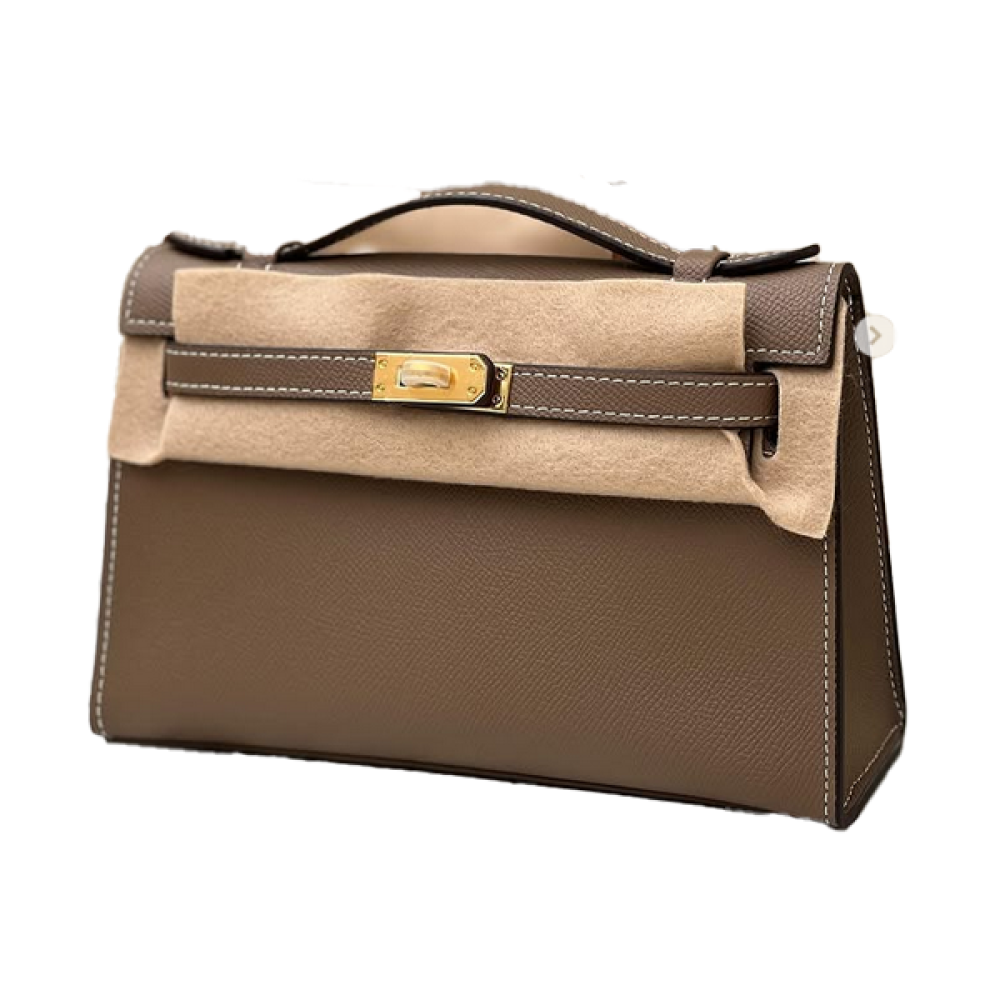 トレーナー Hermes Kelly pouch bag in gray with gold metal - E-SEVEN STORE