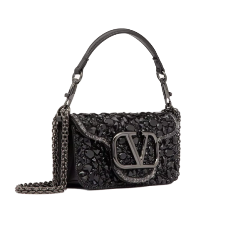 VALENTINO 黒バック 最終値下げ！！！ Valentino Loco Crystal Black Evening Bag - E-SEVEN STORE