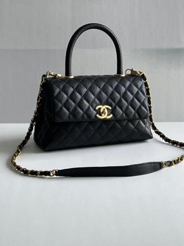Chanel women's hand bag, 25 cm, black, with flap | ESEVEN STORE