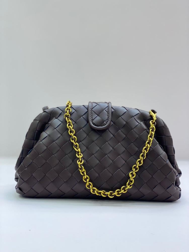 Bottega Veneta Dark Grey Luxury Braided Leather Trendy Bag