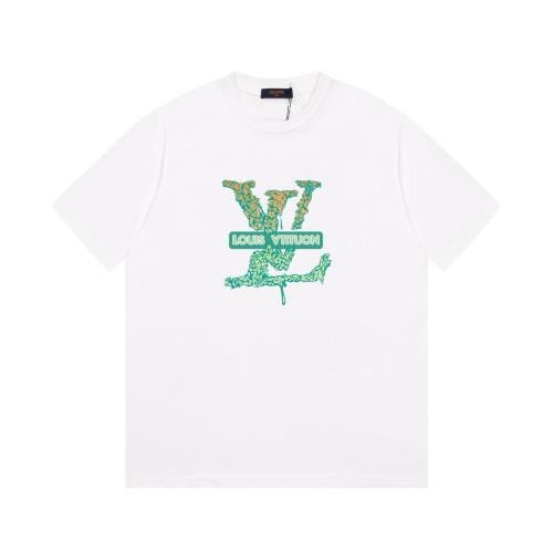 Louis Vuitton Men's White T-Shirt with Glow in the Dark Green Logo