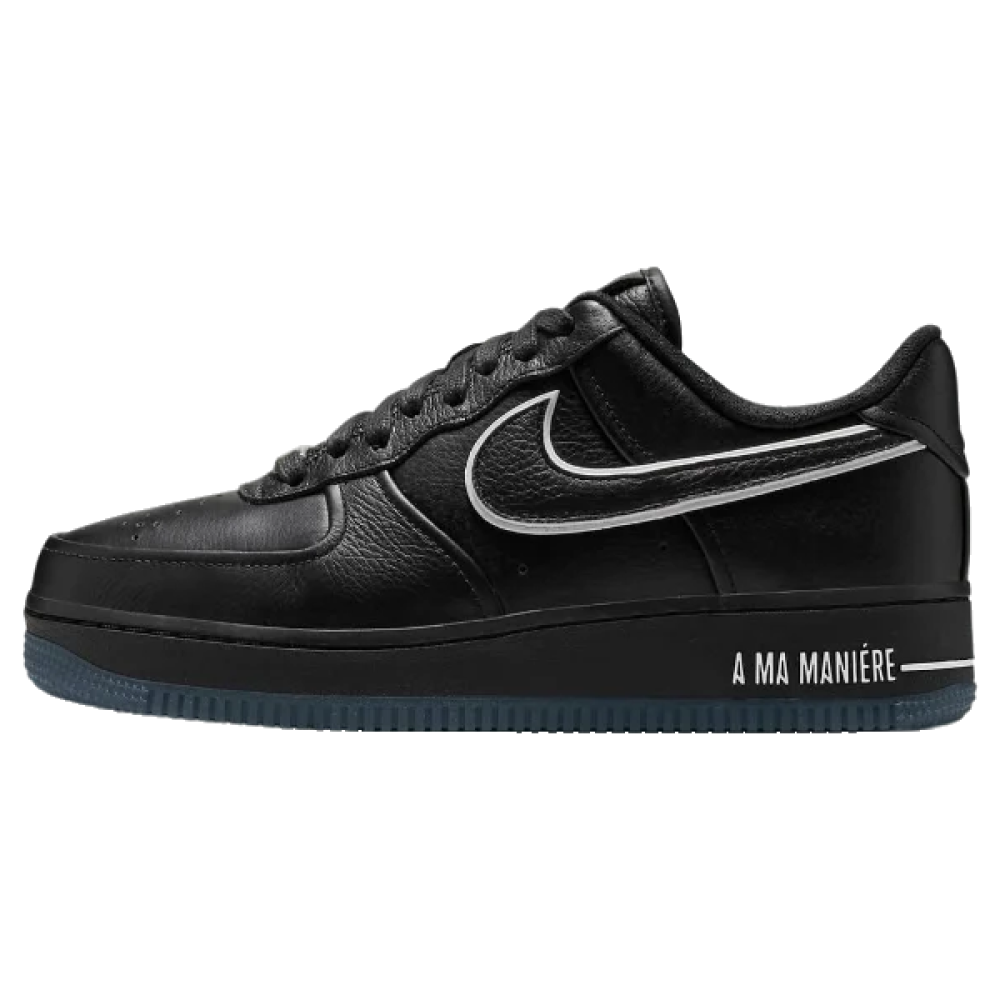 Nike Air Force 1 Sneakers in Black Leather with White Detail