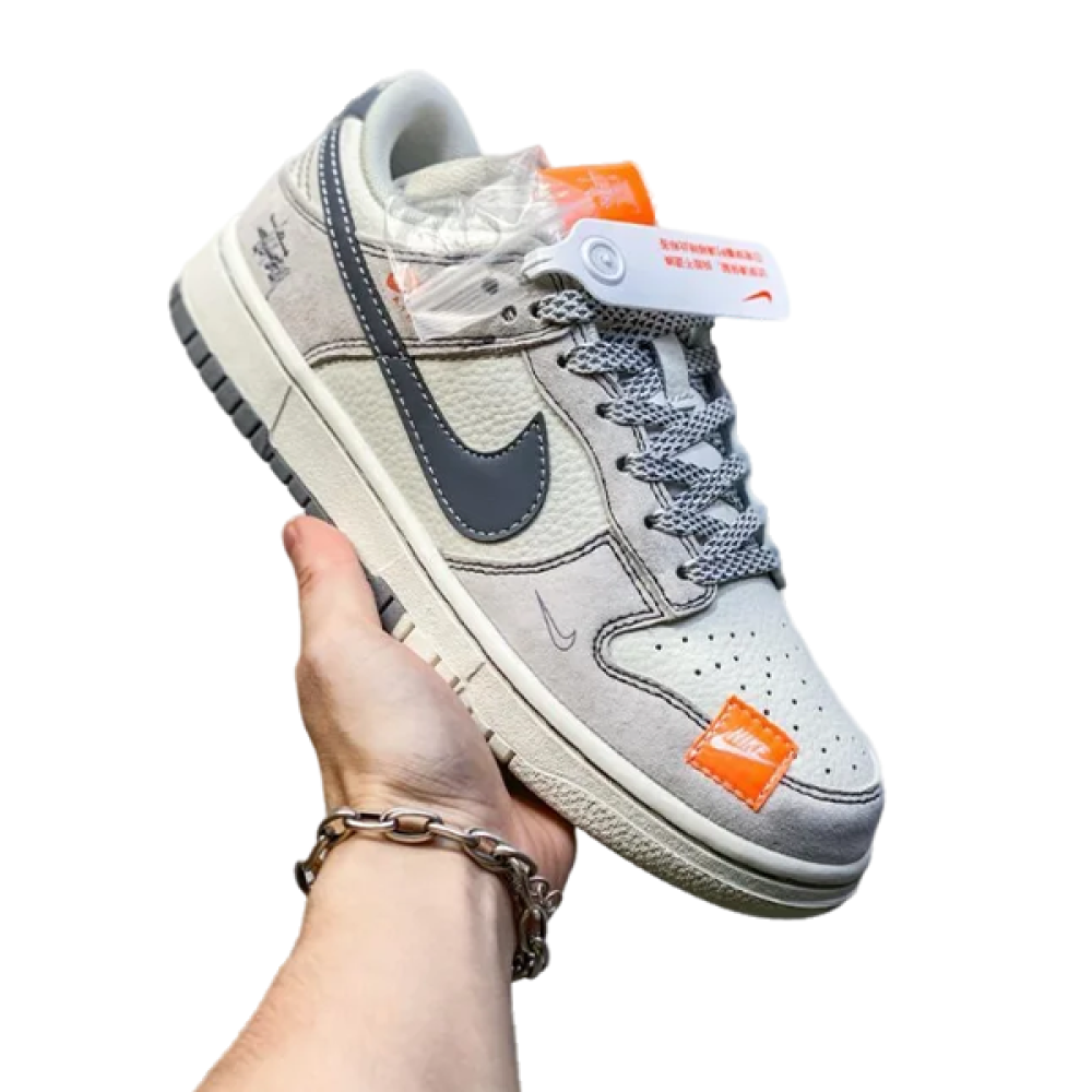 nike dunk low grey navy orange