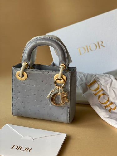 Dior Angel top handle shoulder bag in beige with gold hardware - E