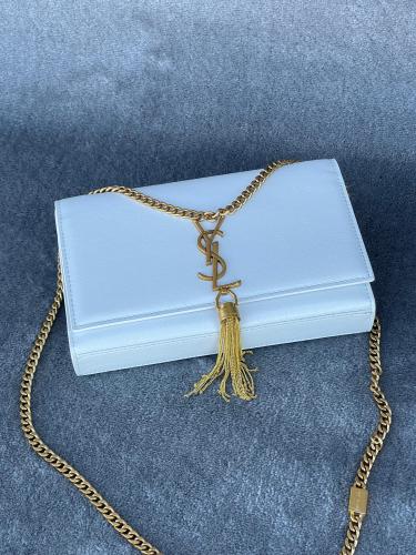 サ Yves Saint Laurent Kate shoulder bag in sky blue and gold