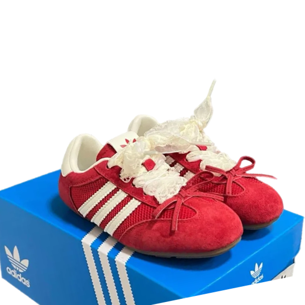 Adidas Girls' Mesh Knotted Chiffon Lace-Up T-Shirt in Red