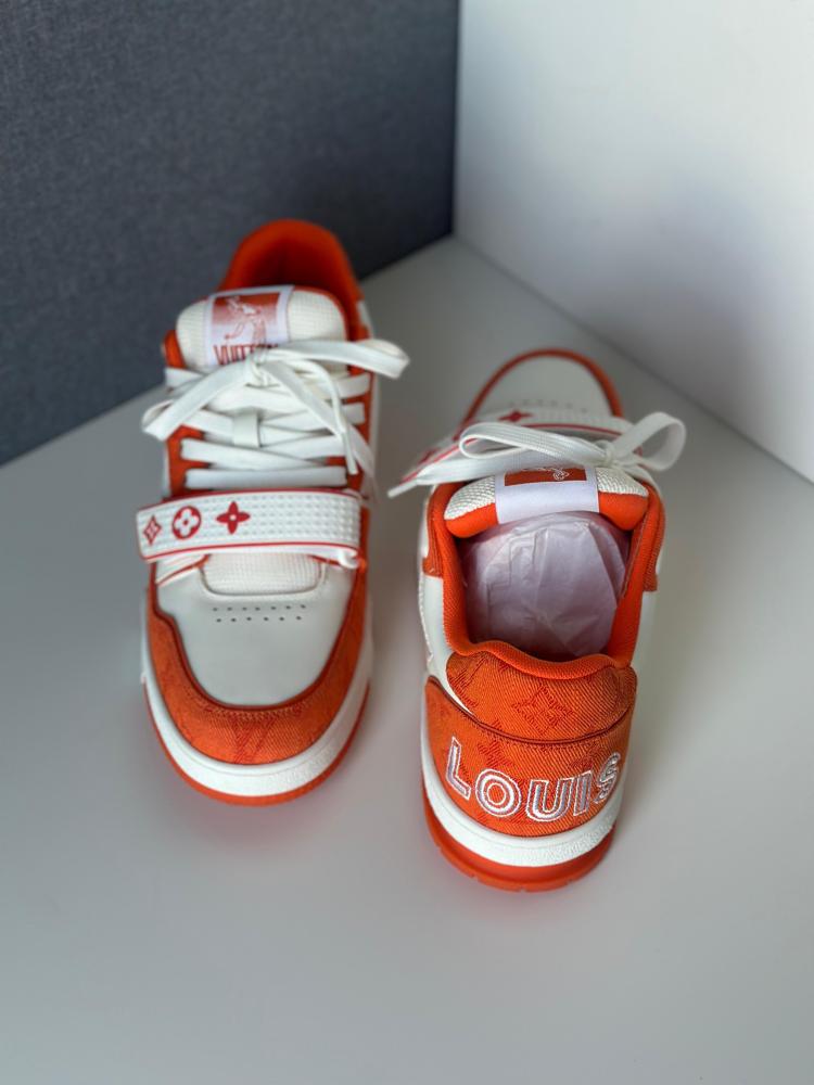 Louis Vuitton men's sneakers skate trainer orange and white