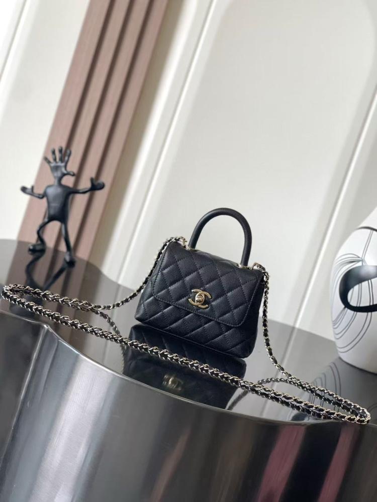 Chanel Coco Handle 14cm Flap Bag in Black - E-SEVEN STORE