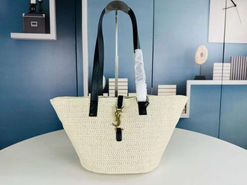 Saint Laurent black and white basket zip bag - E-SEVEN STORE