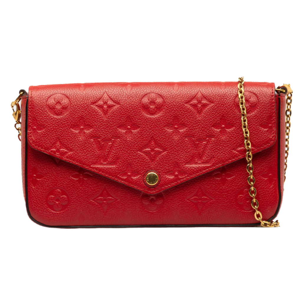 كلاتش بسلسال ذهبي لويس فيتون 21سم لون أحمر مميز