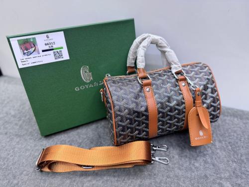 Goyard Mini Croisière Bag, Black and Brown Chevron Pattern