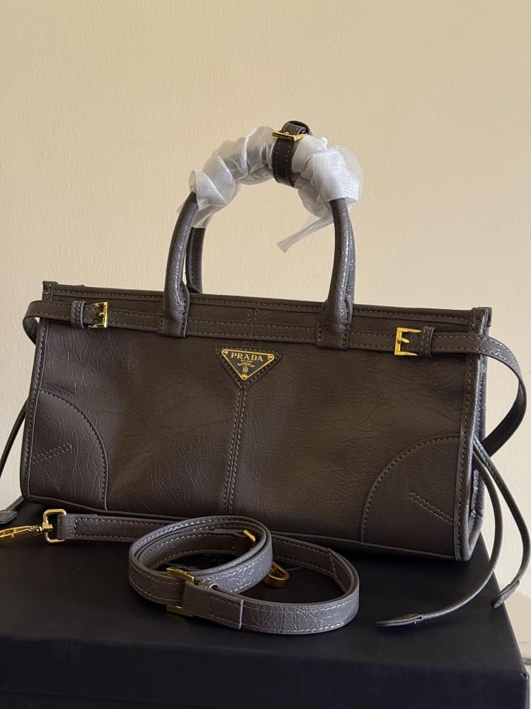 Prada Bonnie 32cm bag in durable olive leather with handles