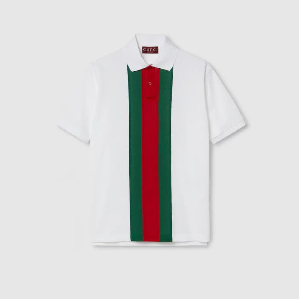 Gucci polo shirt, white, with green and red stripes