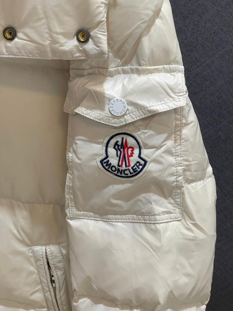 Moncler Women's Long Down Jacket in White - E-SEVEN STORE