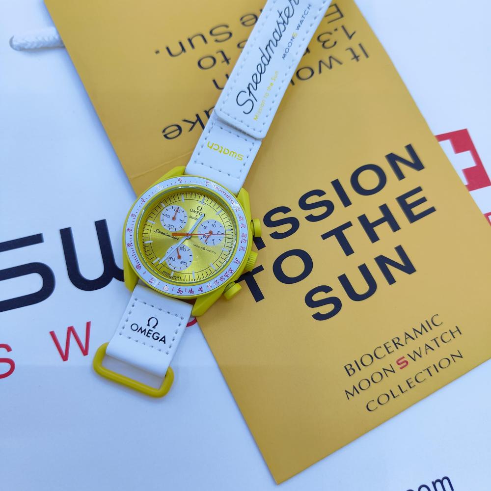 Omega x Swatch Moon Swatch White and Yellow Watch - E-SEVEN