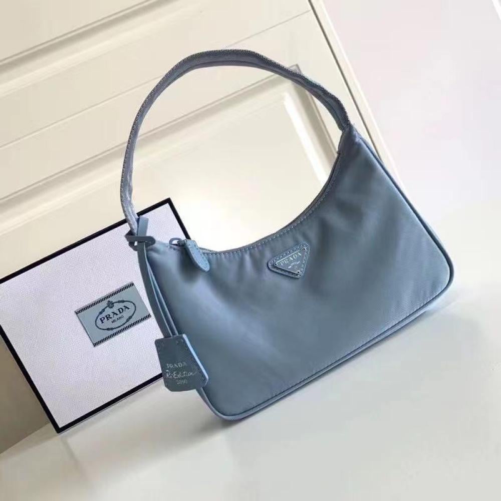 Prada Saffiano Women's Light Blue Zipper Bag