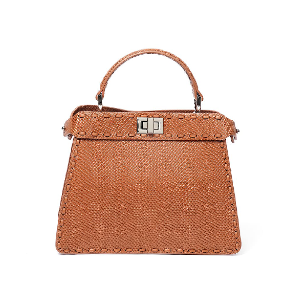 Fendi Peekaboo I See You Leather Bag in Honey Color E-SEVEN STORE
