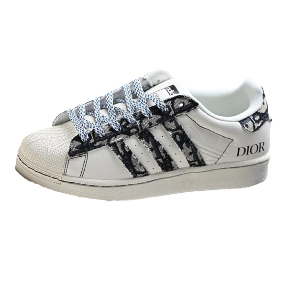 Dior and Adidas Superstar White D Print Shoes