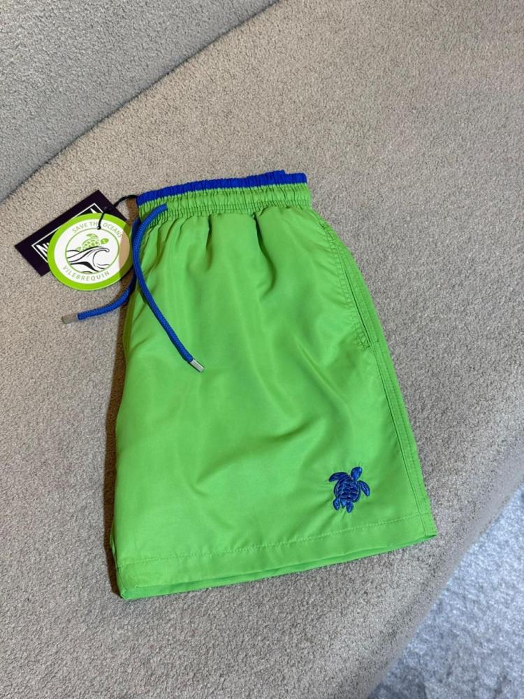 Flipperkin Green Colored Swim Shorts with Blue Embroidered Logo
