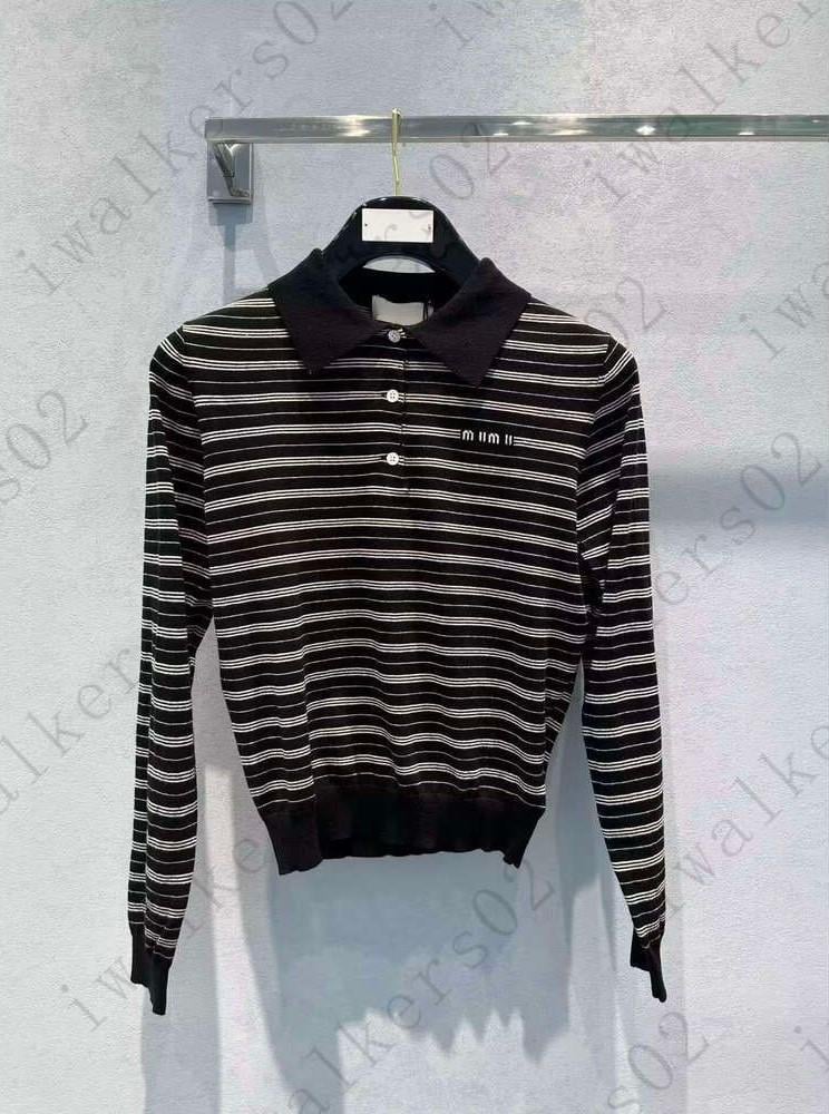 Miu Miu Women's Long Sleeve Blouse Black Striped Pattern - E