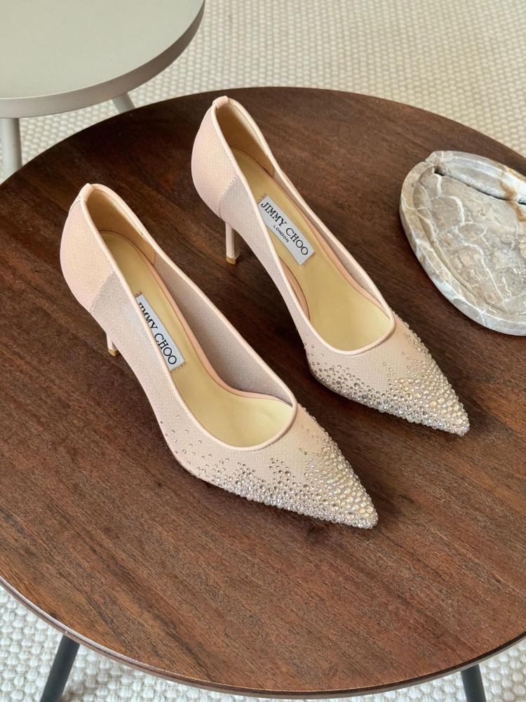 Jimmy Choo Women's Beige Rhinestone Sandal - E-SEVEN STORE