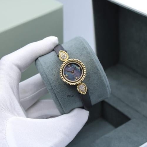 Boucheron Bohème Women's Black Leather Watch with Gold Bezel
