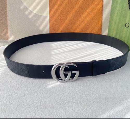 master 様] Gucci 4cm Master Quality Leather Waist Belt, Navy - E-SEVEN