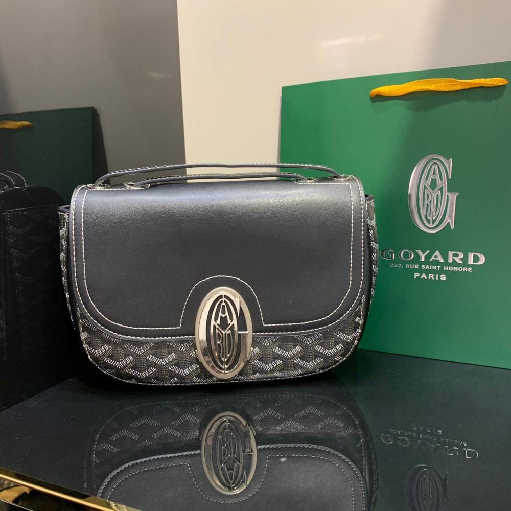 Goyard 233 Medium Flap Shoulder Bag in Dark Grey