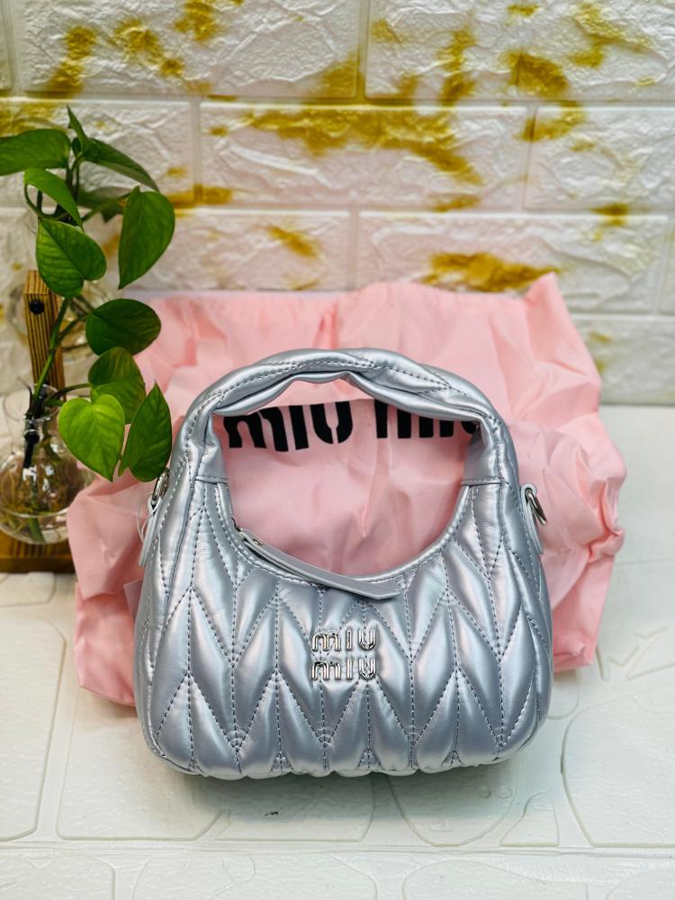 Miu Miu Women's Shoulder Bag Zipper Design Silver