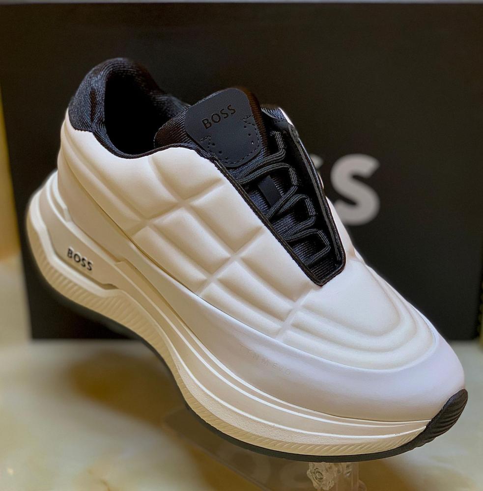 Hugo Boss Men's Void Quilted White Sneakers Comfort Sneaker