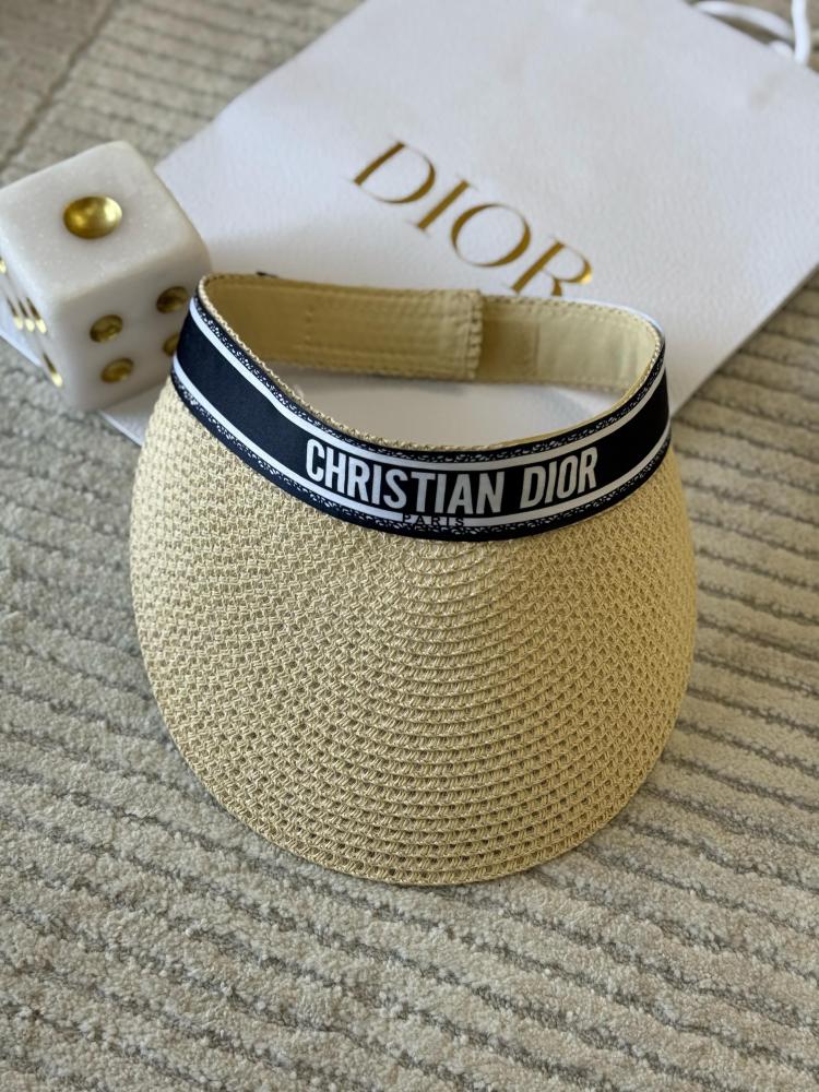 エレガンス Dior Women's Straw Hat with Black Logo Ribbon - E-SEVEN STORE