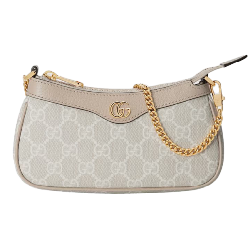 Gucci Ophidia Mini Luxury Bag in Beige with the Brand's Logo