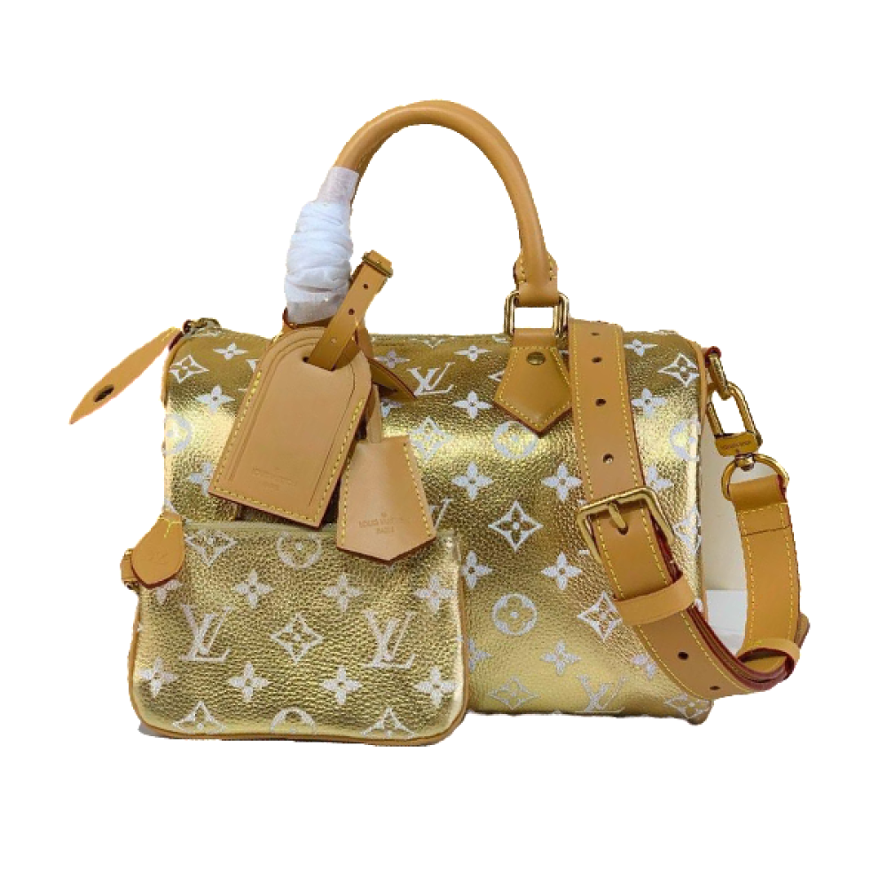 Louis Vuitton Speedy P9 Bandolier 25cm Monogram Gold Bag - E