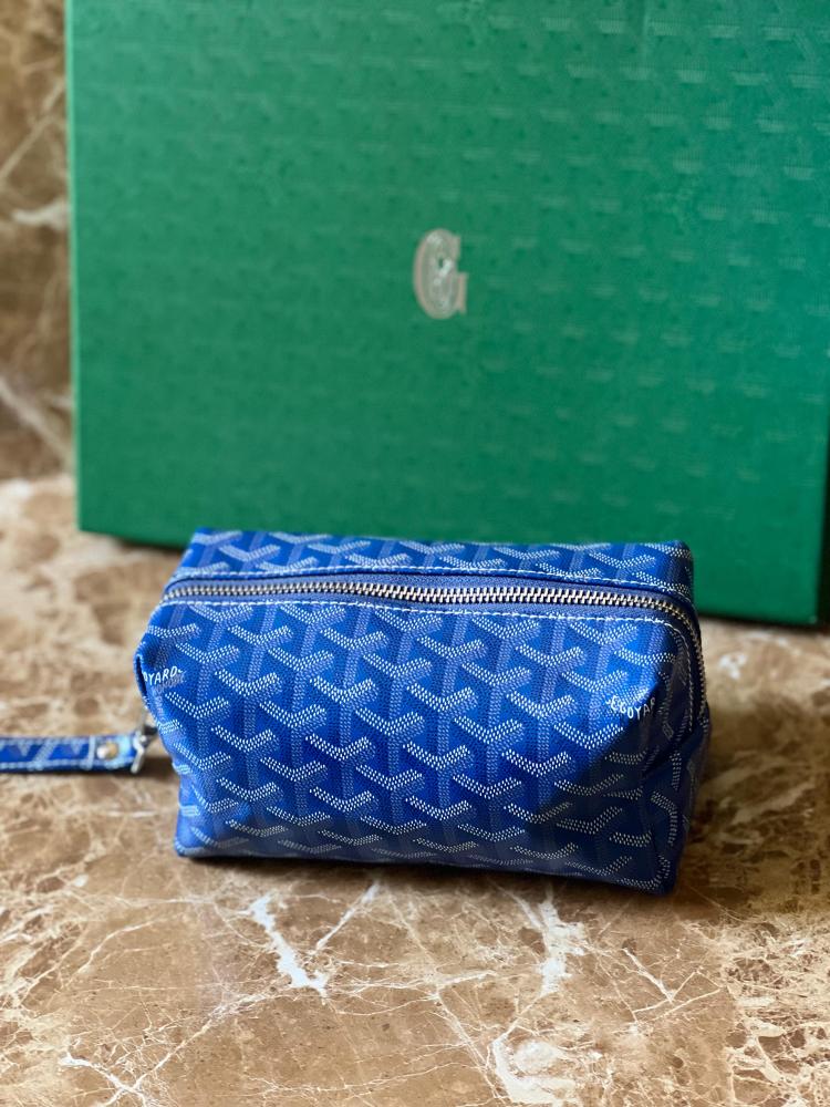 Goyard 19cm Small Clutch with Zipper in Navy Blue Leather - E