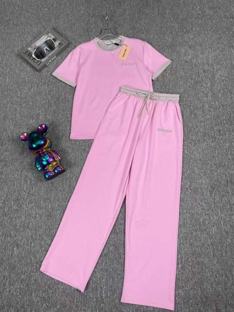 Miu Miu Women's Daily Comfort Set in Pink, Pants with Shirt